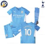 Manchester City Home Kids Football Kit GREALISH 10 Printed 2021/22 (With Socks)