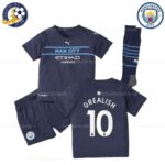Manchester City Third Kids Football Kit GREALISH 10 Printed 2021/22 (With Socks)