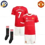 Manchester United Home Kids Football Kit RONALDO 7 Printed 2021/22 (With Socks)