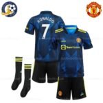 Manchester United Third Kids Football Kit RONALDO 7 Printed 2021/22 (With Socks)
