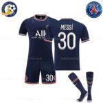 Paris Saint Germain Home Kids Football Kit MESSI 30 Printed 2021/22 (With Socks)
