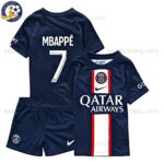 Paris Saint Germain Home Kids Football Kit MBAPPÉ 7 Printed 2022/23 (No Socks)