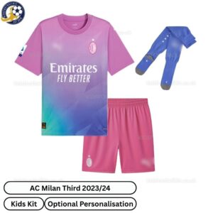 AC Milan Third Kids Football Kit 2023_24 (With Socks)- front view -b