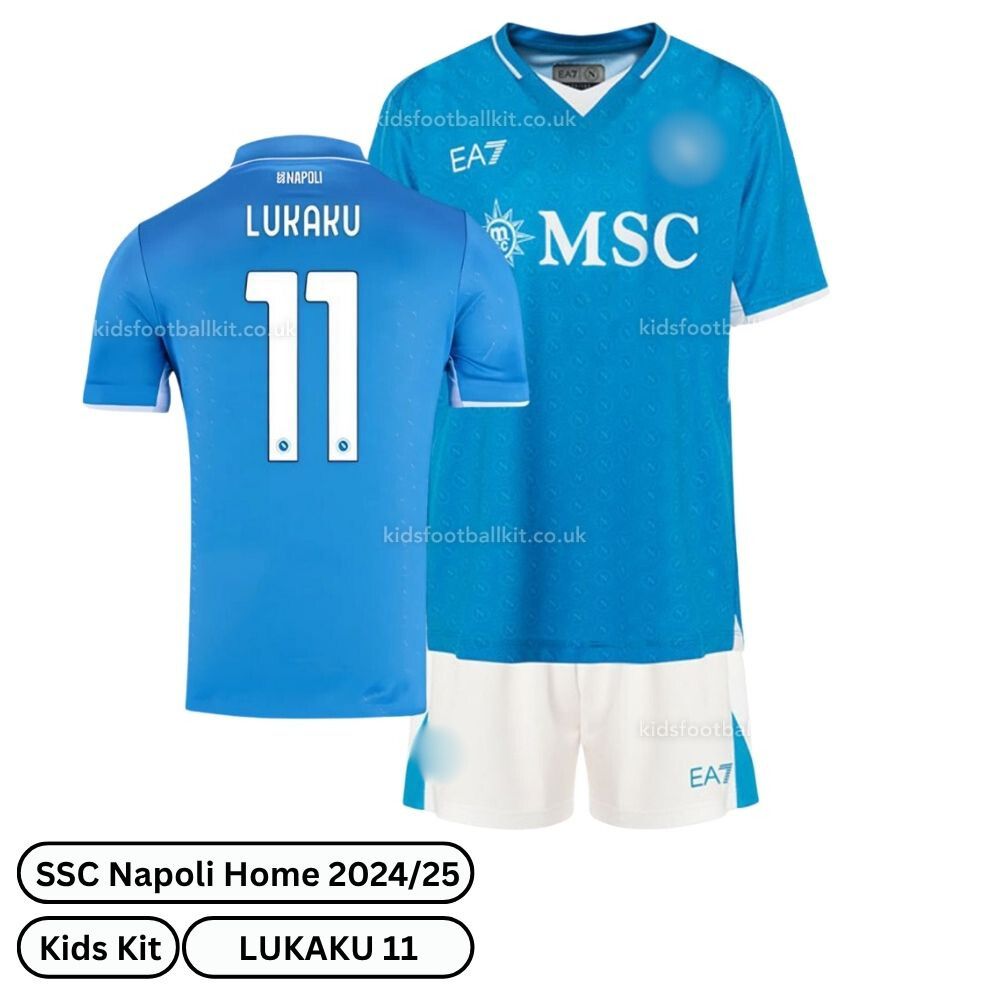 SSC Napoli Home Kids Football Kit 2024/25 – LAKAKU 11 (No Socks)