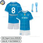 SSC Napoli Home Kids Football Kit 2025_26 – McTOMINAY 8 (With Socks)-over view-b