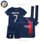 Paris Saint Germain Home Kids Football Kit 2023/24 MBAPPÉ 7 Printed (With Socks)