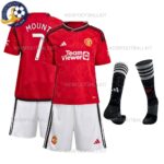 Manchester United Home Kids Football Kit 2023/24 MOUNT 7 Printed (With Socks)