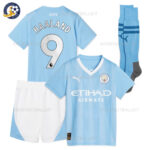 Manchester City Home Kids Football Kit HAALAND 9 Printed 2023/24 (With Socks)