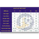 KFK Adult Kit Size Chart