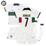 Portugal World Cup Away Kids Football Kit 2022 RONALDO 7 Printed (With Socks)