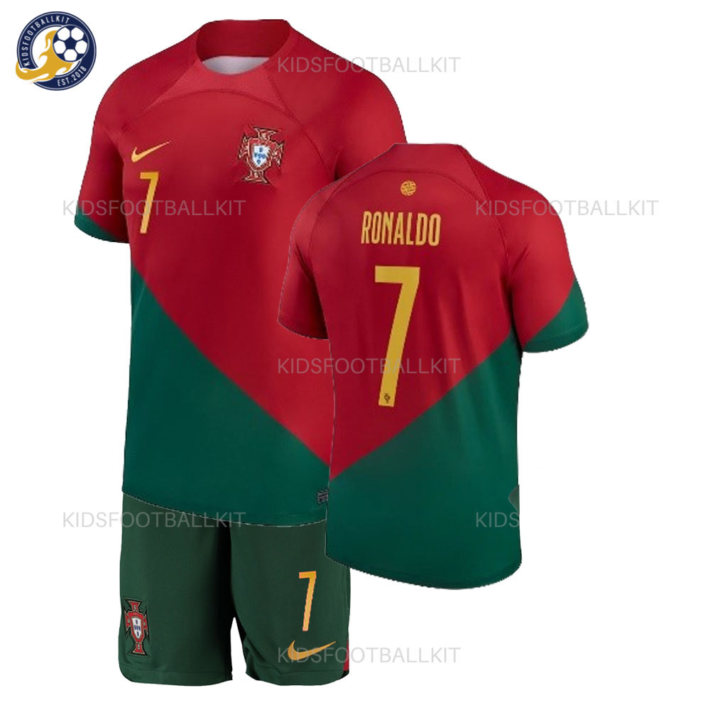 Portugal World Cup Kids Football Kit 2022 RONALDO 7 Printed (No Socks)