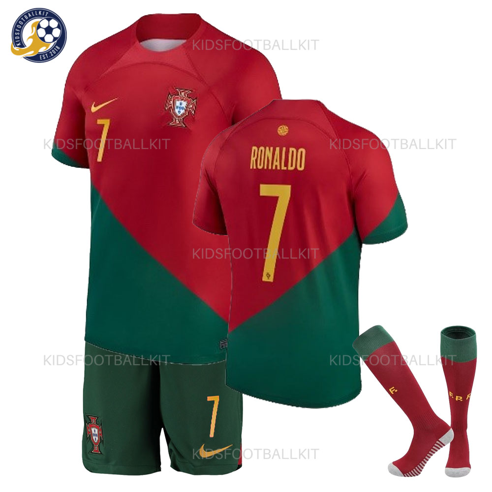 Portugal World Cup Kids Football Kit 2022 RONALDO 7 Printed (With Socks)