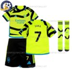 Arsenal Away Kids Football Kit 2023/24 SAKA 7 Printed (With Socks)