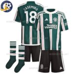 Manchester United Away Kids Football Kit 2023/24 CASEMIRO 18 Printed (With Socks)