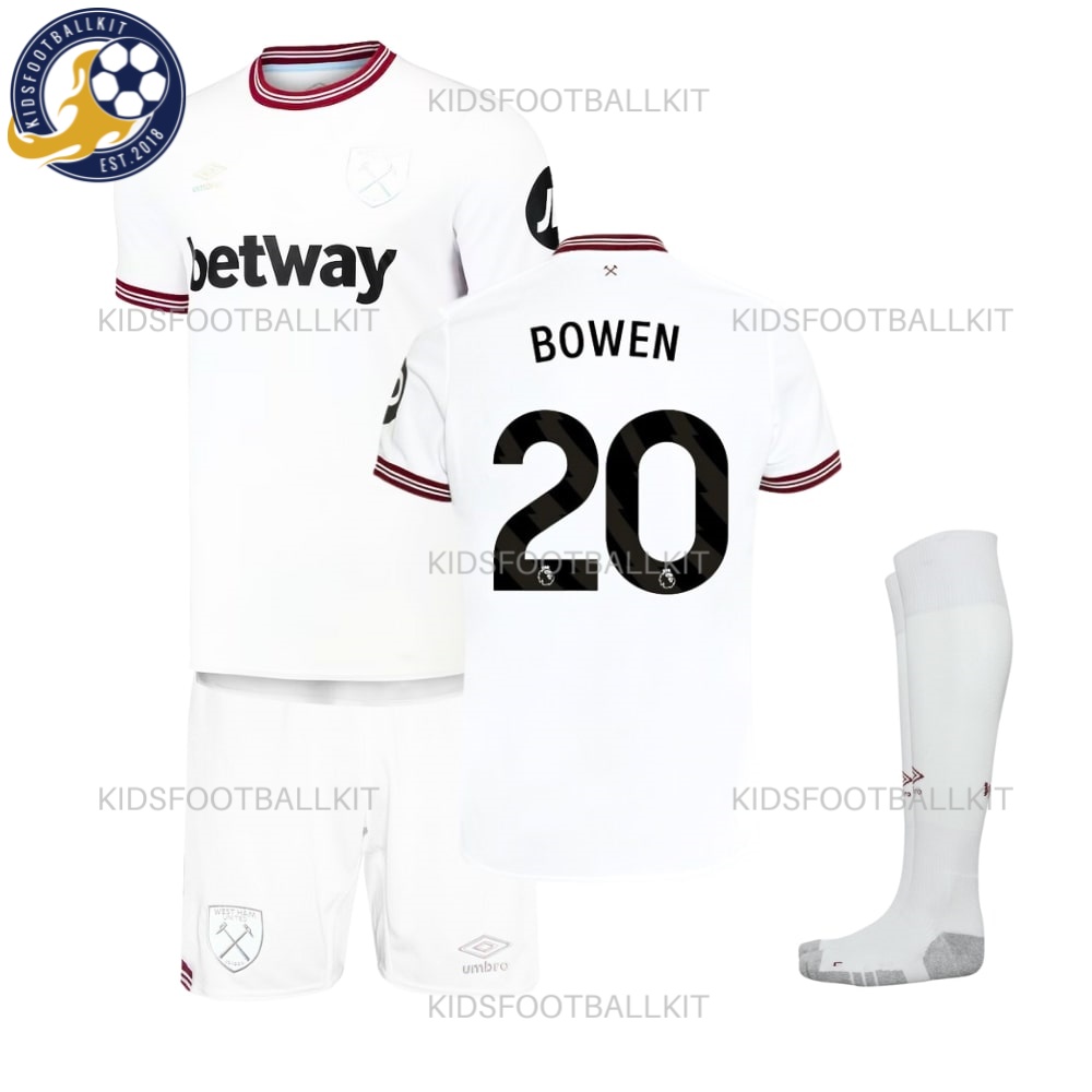 Westham Utd Away Kids Football Kit Bowen 20