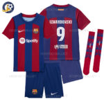 Barcelona Home Kids Football Kit 2023/24 LEWANDOWSKI 9 Printed (With Socks)