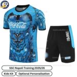 SSC Napoli Training Kids Football Kit 2025_26 (No Socks) – Blue-front view-b