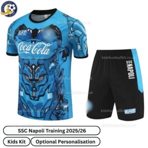 SSC Napoli Training Kids Football Kit 2025_26 (No Socks) – Blue-front view-b