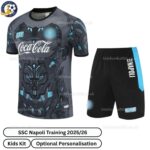 SSC Napoli Training Kids Football Kit 2025_26 (No Socks) – Gray-front view-b