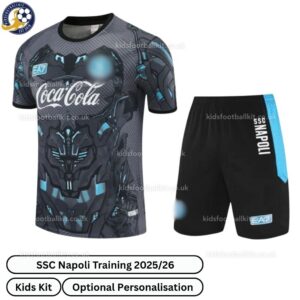 SSC Napoli Training Kids Football Kit 2025_26 (No Socks) – Gray-front view-b