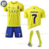 Al Nassr RONALDO 7 Home Football Kit for Men and Kids 2023/24 Printed (With Socks)