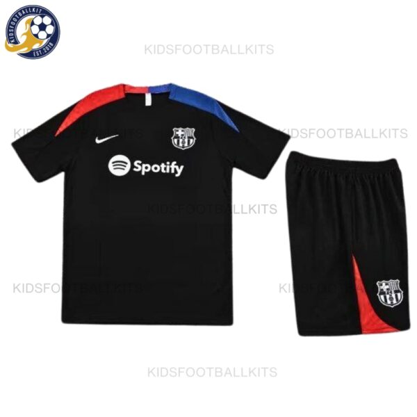 Barcelona Black Red Training Kids Football Kit
