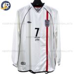 Retro England Beckham 7 Home Men Football Shirt 2002 Long Sleeve
