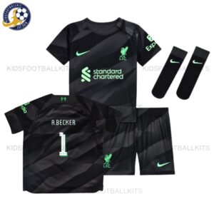 Liverpool Goalkeeper Black A.Becker 1 Kids Kit