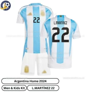 Argentina Argentina Home Men and Kids Football Kit 2024 – L.MARTÍNEZ 22Home Men and Kids Football Kit 2024 – L.MARTÍNEZ 22