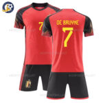 Belgium Home Kids Football Kit 2022 DE BRUYNE 7 Printed (No Socks)