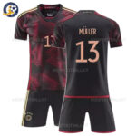 Germany Away Kids Football Kit 2022 MÜLLER 13 Printed (No Socks)