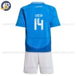 Italy Chiesa 14 Home Kid Football Kit 2024