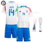 Italy Away Kids Football Kit 2024 CHIESA 14 Printed (With Socks)