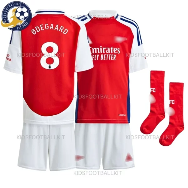 Arsen^_^aI Home Kids Football Kit 2024/25 – ØDEGAARD 8 (With Socks) - blur