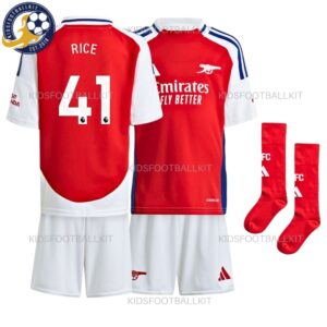 Arsenal Rice 41 Home Kids Football Kit 2024/25