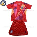 Italy Goalkeeper Red Kids Football Kit 2024/25 (No Socks)