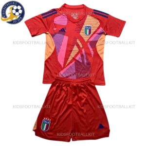 Italy Goalkeeper Red Kids Football Kit 2024/25