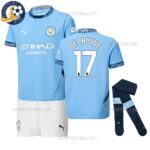 Manchester City DE BRUYNE 17 Home Kids Football Kit 2024/25 (With Socks)