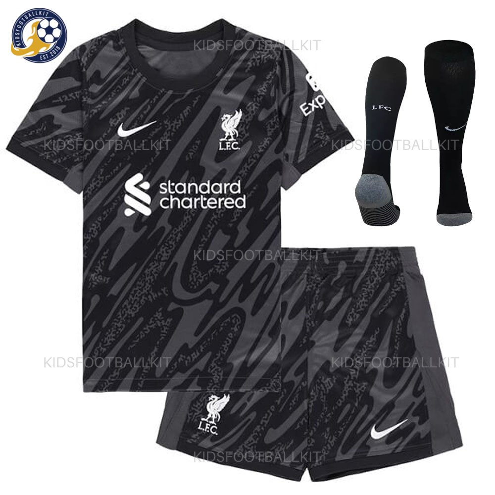 Liverpool Goalkeeper Black Kids Football Kit 2024/25 (With Socks)