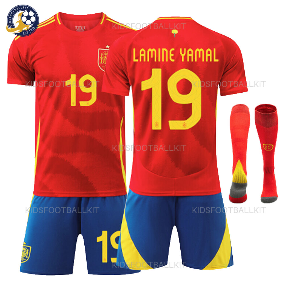 Spain Home Kids Football Kit 2024 LAMINE YAMAL 19