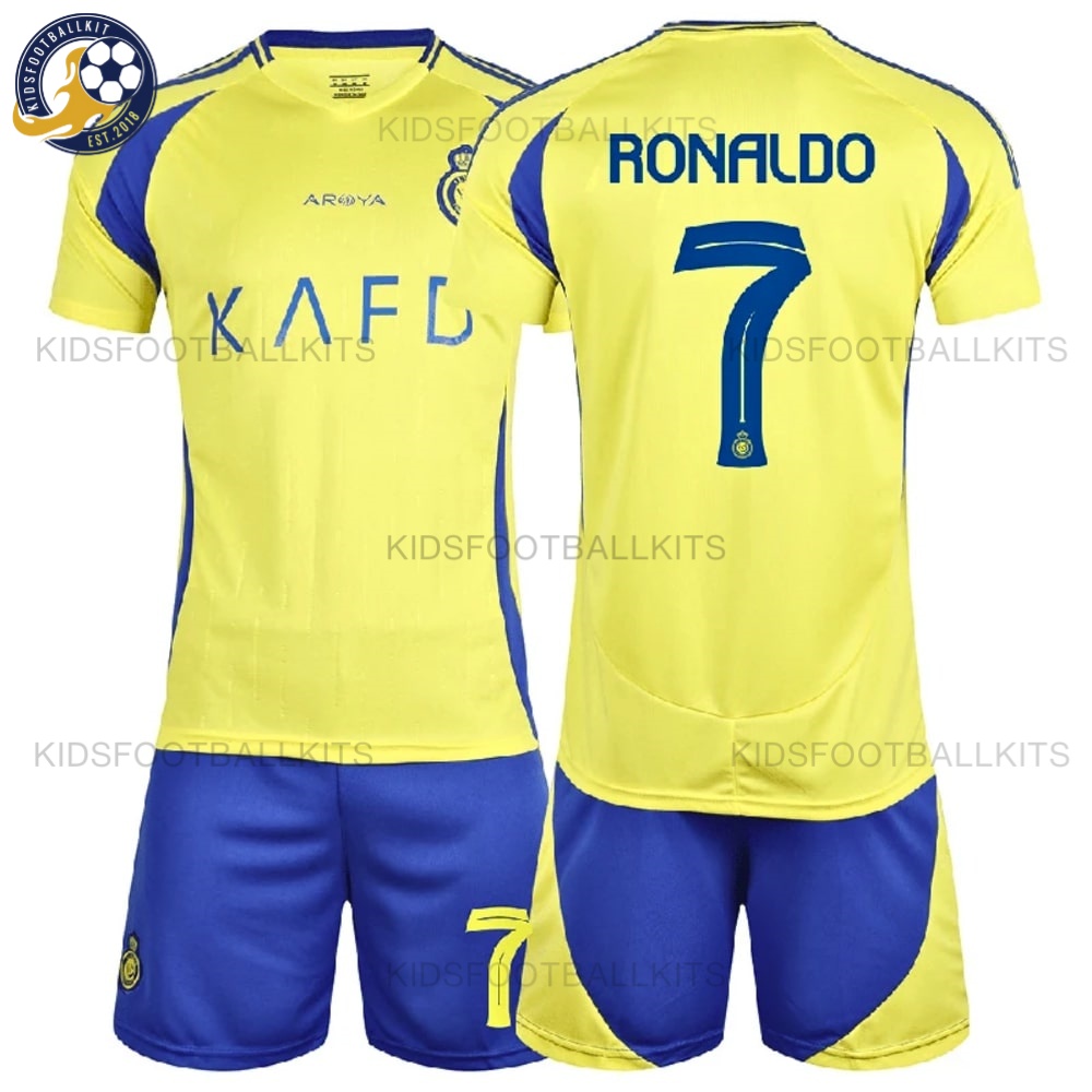 Al Nassr RONALDO 7 Home Football Kit for Men and Kids 2024/25 Printed (No Socks)