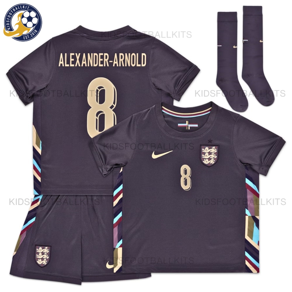 England Away Junior Football Kit 2024 ALEXANDER-ARNORD 8 Printed
