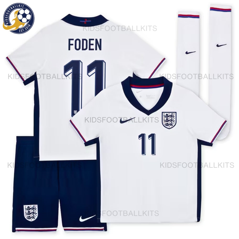 England Home Junior Football Kit 2024 FODEN 11 Printed