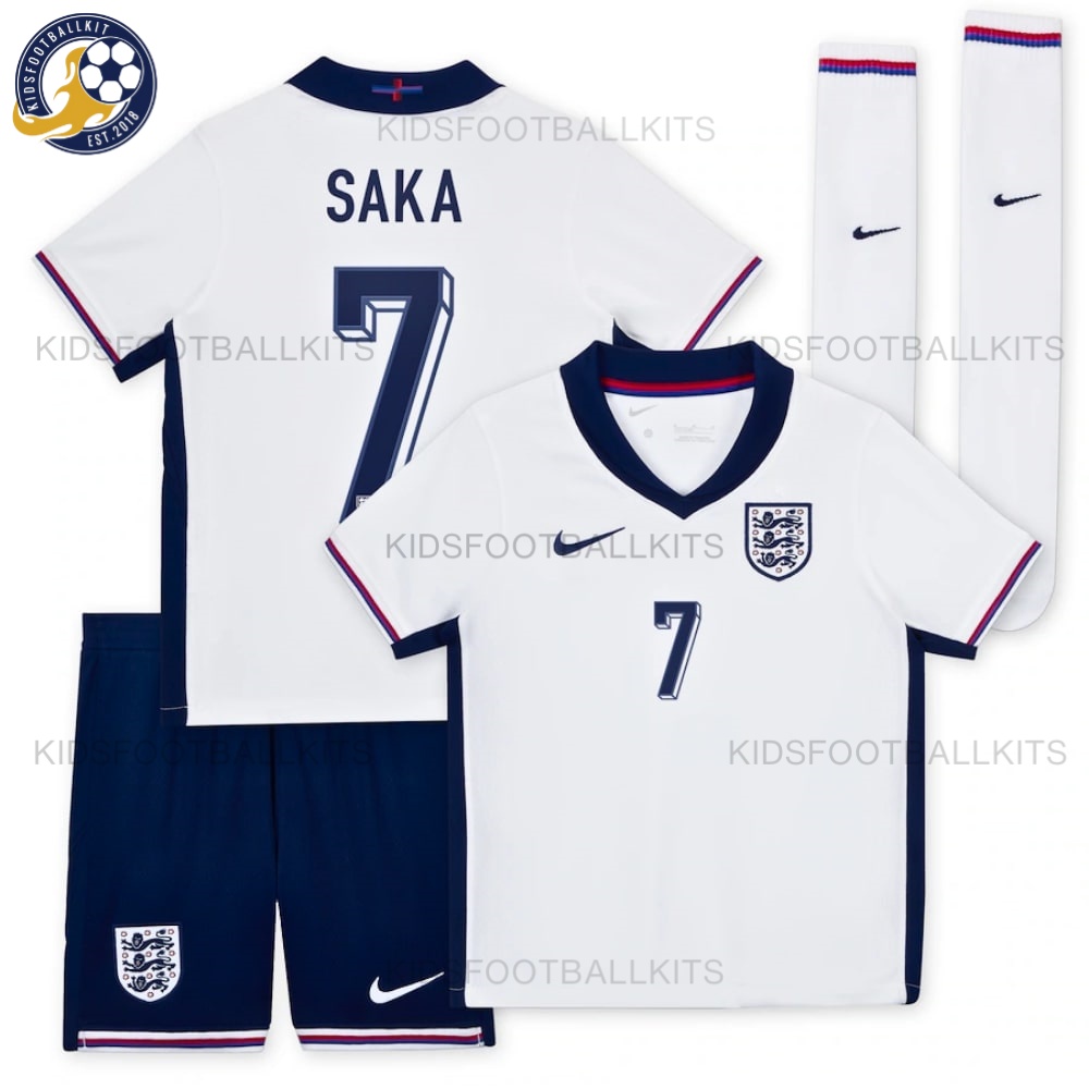 England Home Junior Football Kit 2024 SAKA 7 Printed