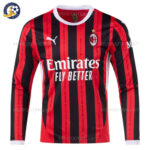 AC Milan Home Men Football Shirt 2024/25 Long Sleeve