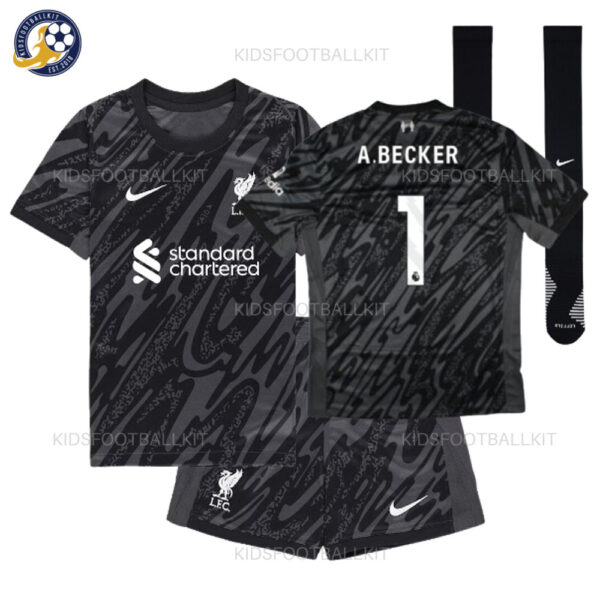 Liverpool Goalkeeper Black Kids Kit 24/25 A.BECKER 1