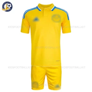 Leeds Utd Away Kids Football Kit 24/25-front view blur