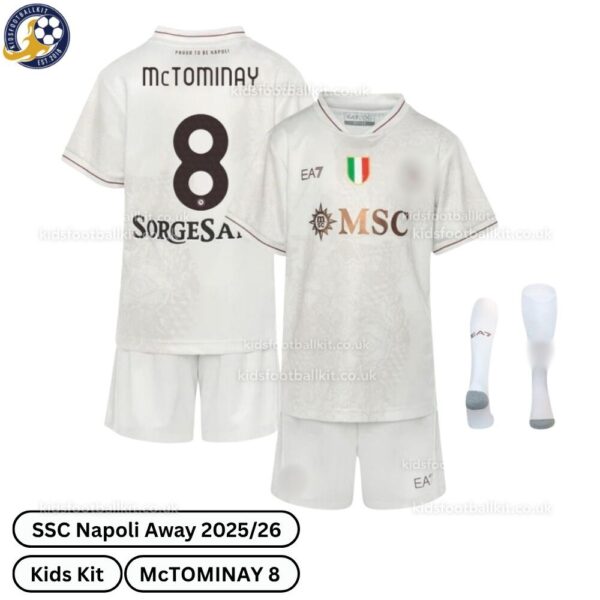 SSC Napoli Away Kids Football Kit 2025_26 – McTOMINAY 8 (With Socks)-over view-b