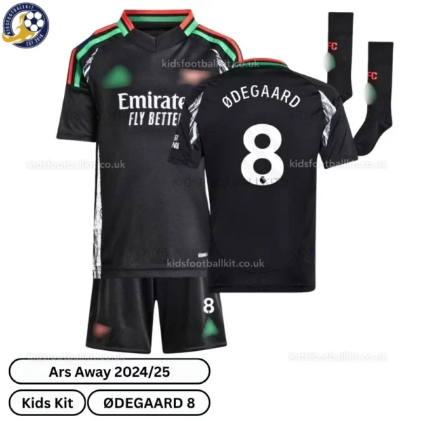 Arsen^_^aI Away Kids Football Kit 2024/25 – ØDEGAARD 8 (With Socks) - blur