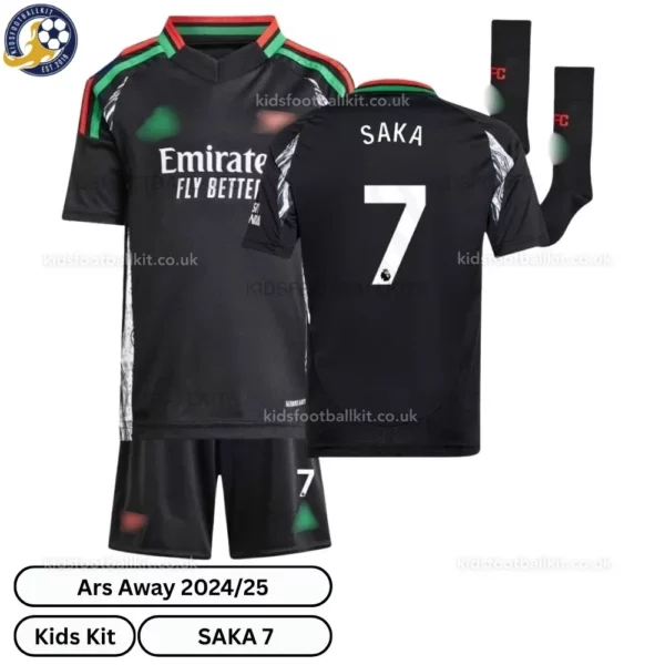Arsen^_^aI Away Kids Football Kit 2024/25 – SAKA 7 (With Socks) - blur